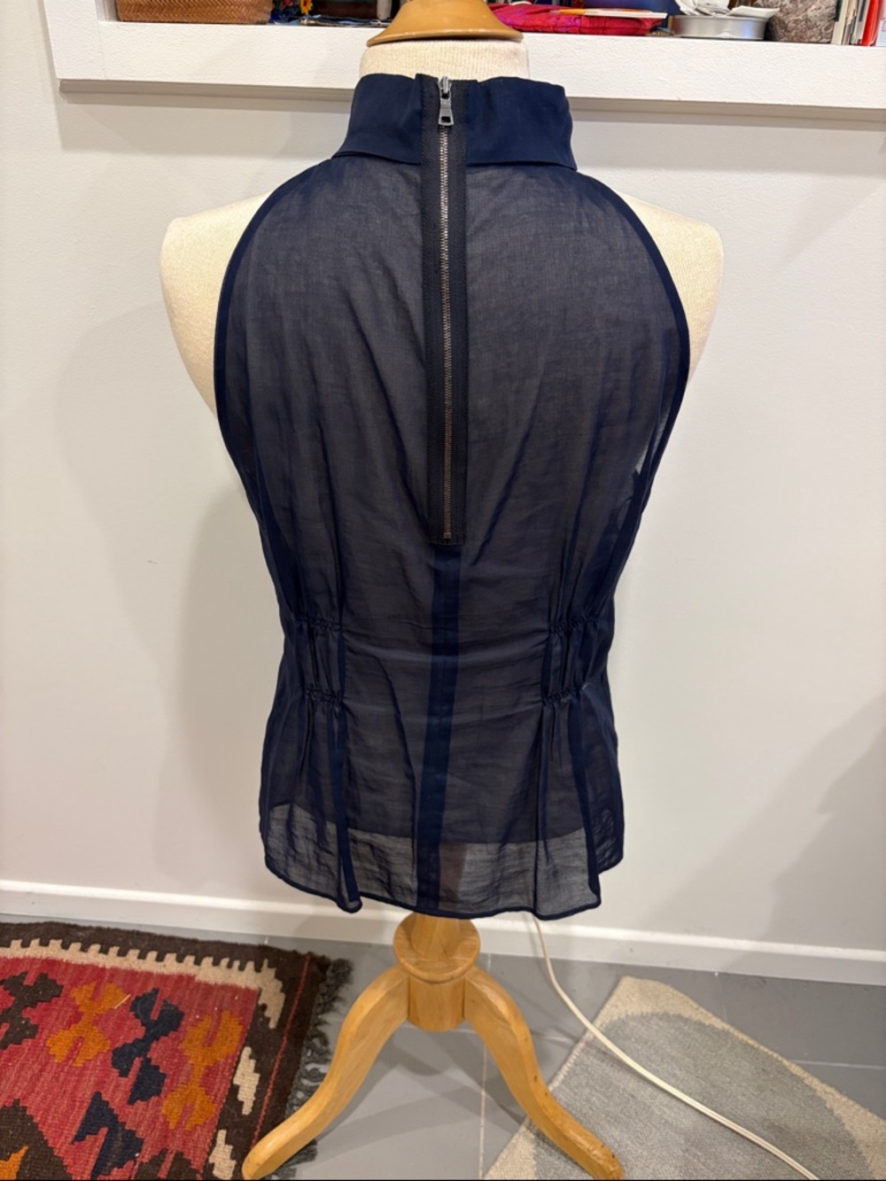 Vince Navy Ruffled Halter - Picture 2 of 4